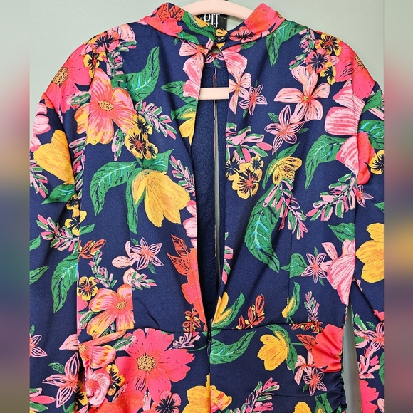 Finders Keepers Navy Floral Mini Dress w Cut-Out Detailing - Picture 9 of 14